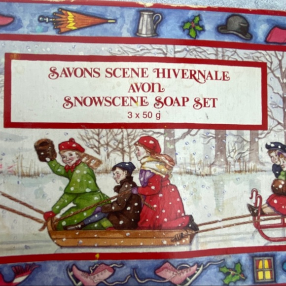 Vintage Avon Scented Snowscene Soap Set 3 X 50g Triangle Soaps Original Package - Picture 5 of 10